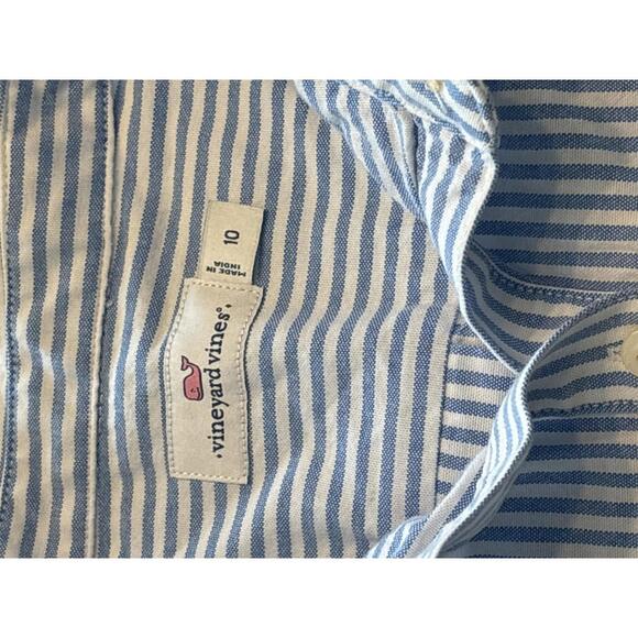 Vineyard Vines Blue and White Striped Button-Up Shirt Size 10 Womens - Picture 3 of 4